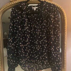 Topshop Black Floral Blouse